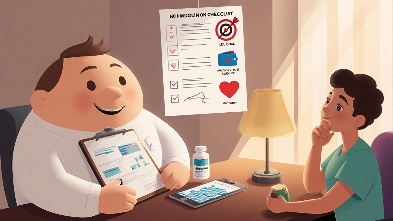 Doctor and patient discussing options, with floating checklist icons above a desk.