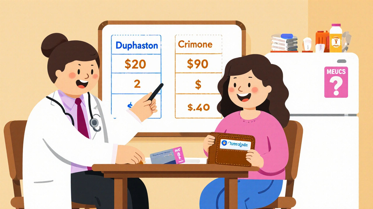 Doctor and patient discussing cost of fertility treatments at kitchen table