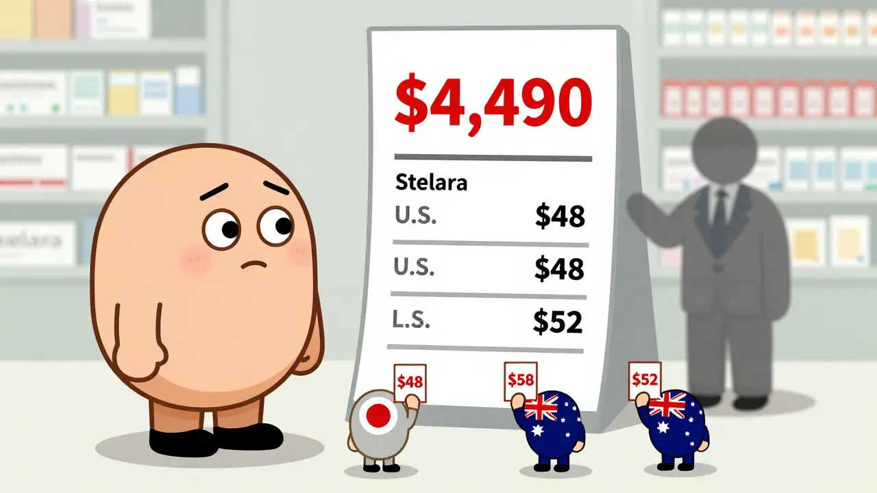 An American patient stares at a ,490 drug price tag while others abroad pay under  for the same pill.